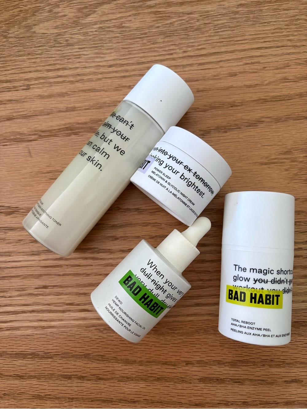 Bad Habit White Skincare Set with Green Logo Accents